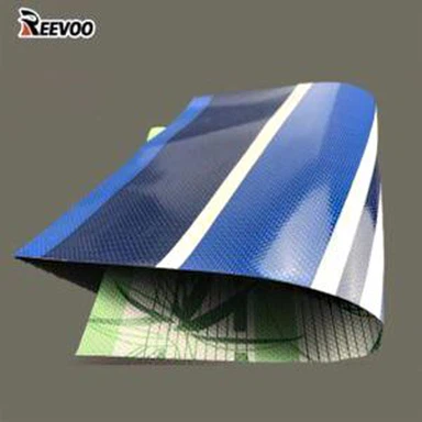 500D 18x17 0.40 дебелина, водоустойчив PVC брезент на сини ивици